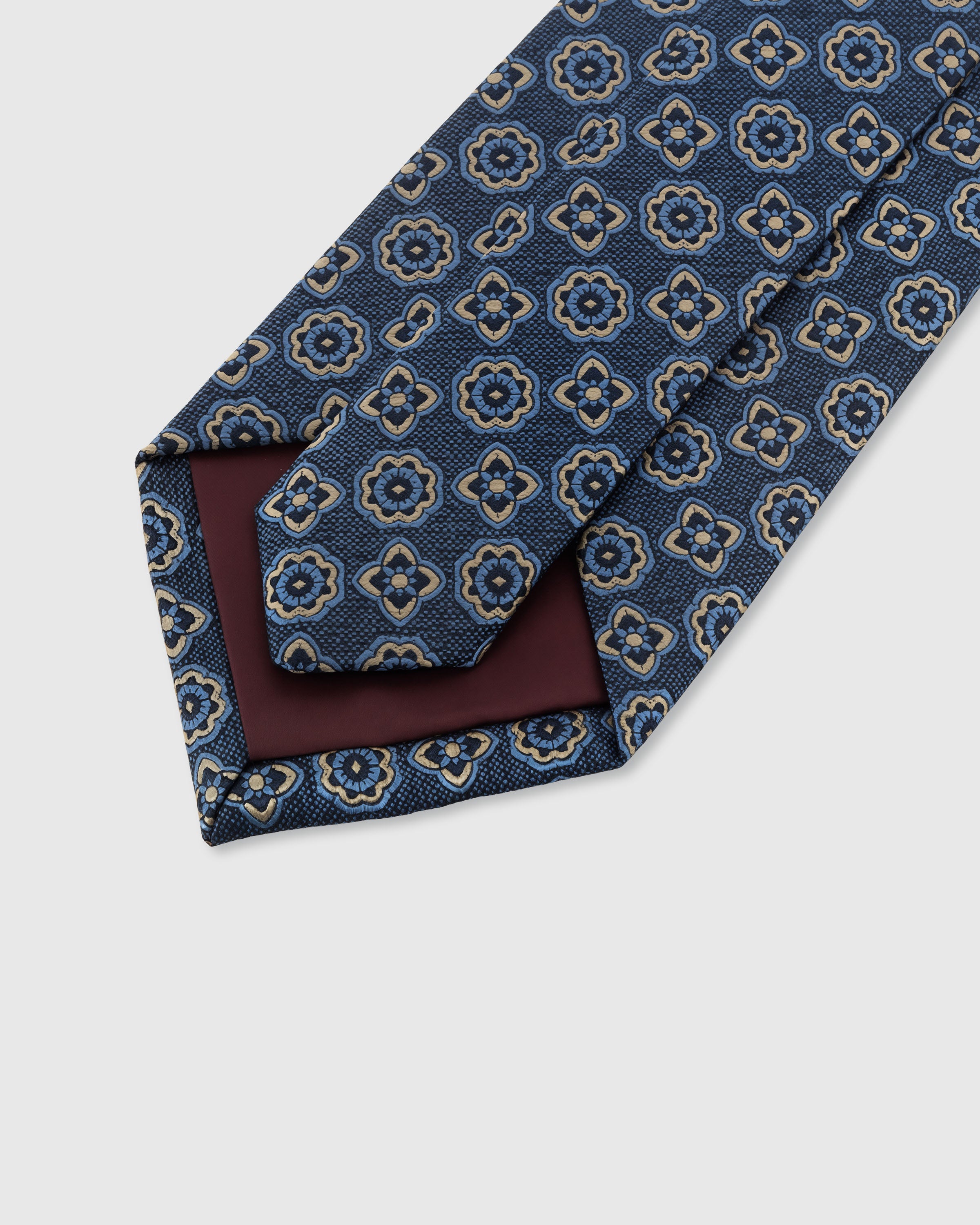 STICKYZOO DENIM ROSETTE TIE — 45° bias-cut Italian method, structured interlining, rated 4.9★