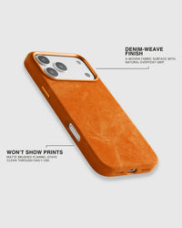CUSTODIA PER TELEFONO IN DENIM — ARANCIONE