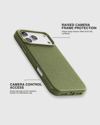 TEXTURED LEATHER CASE — OLIVE