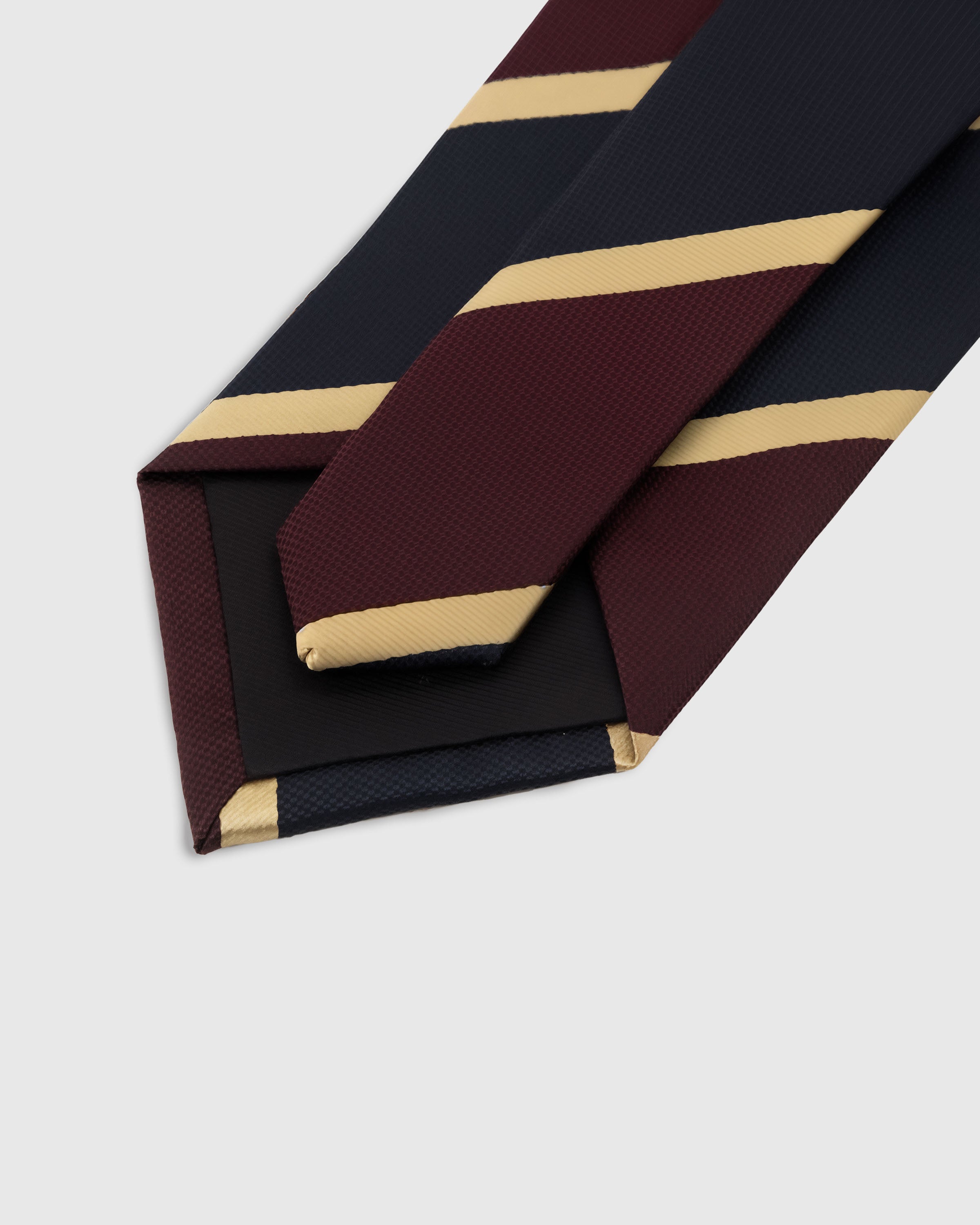 STICKYZOO Burgundy Herringbone Tie interior with structured interlining and hand-finished slip stitching, 145 x 8 cm