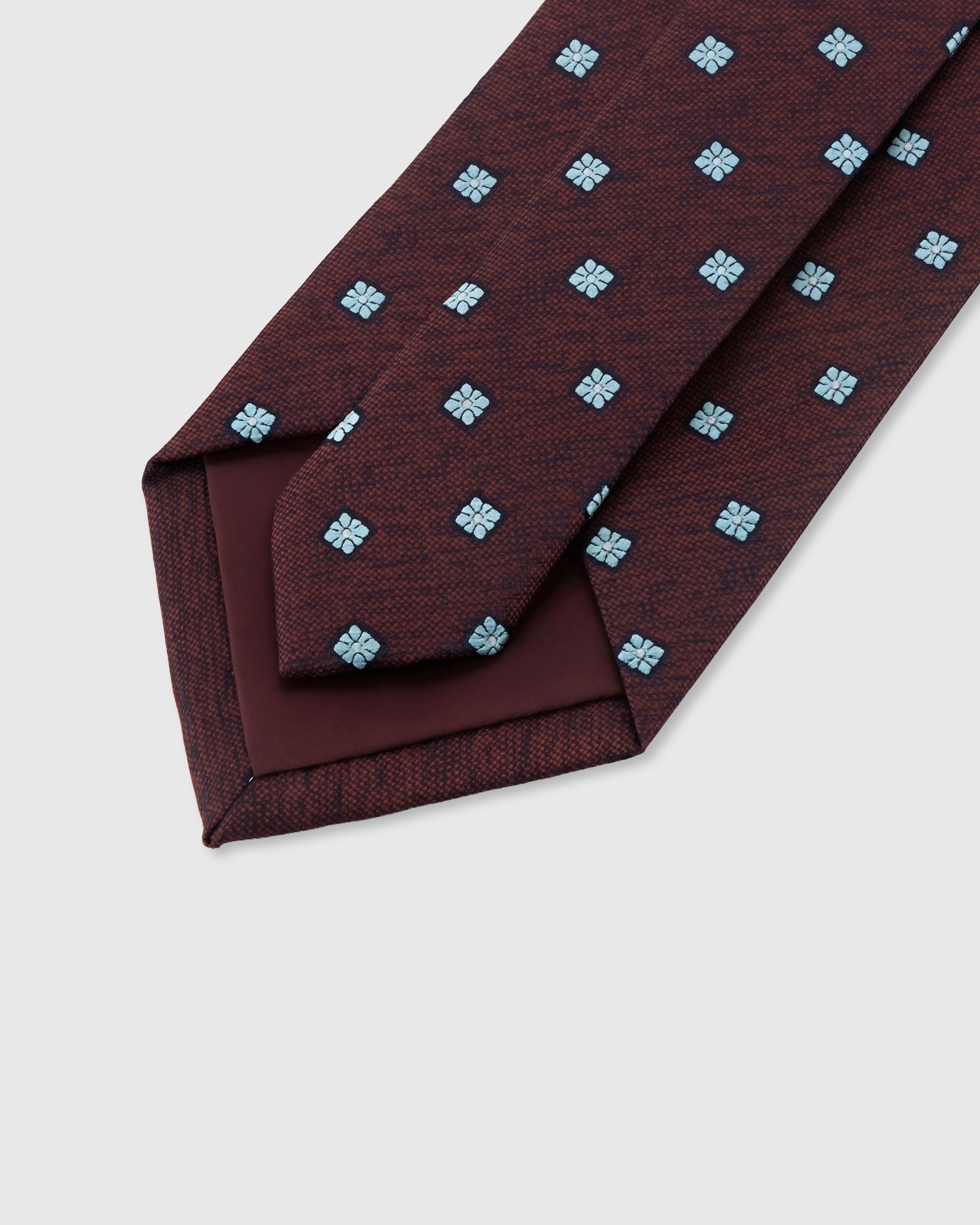 STICKYZOO CLARET FLORET TIE — 45° bias-cut Italian method, structured interlining, rated 4.9★