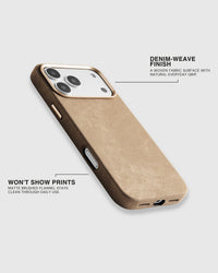 Custodia per telefono in denim — marrone chiaro
