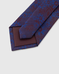 STICKYZOO Plum Botanical Tie — 45° bias-cut Italian method, structured interlining, hand-finished interior
