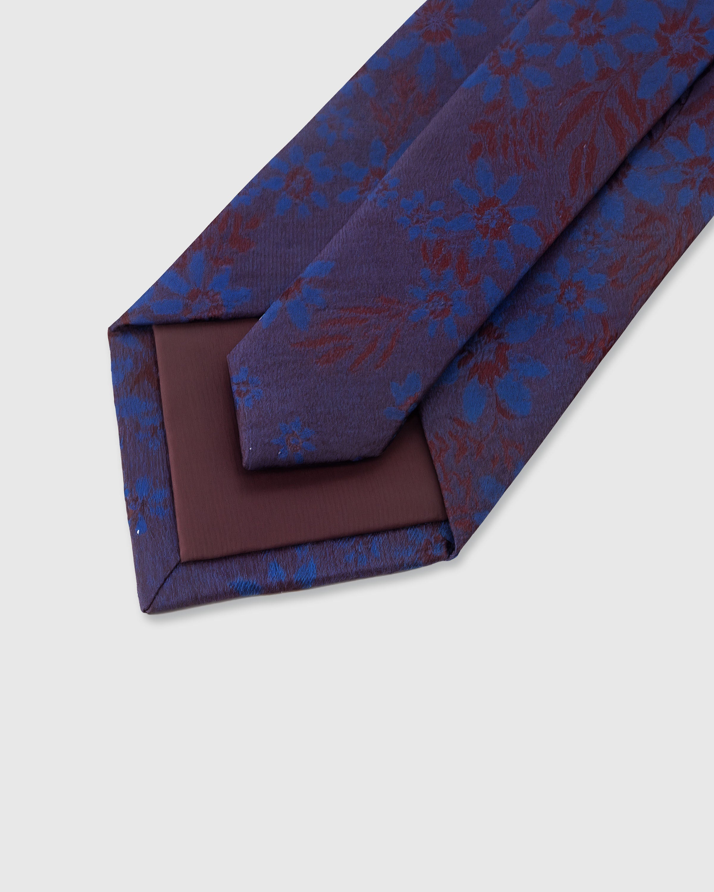 STICKYZOO Plum Botanical Tie — 45° bias-cut Italian method, structured interlining, hand-finished interior