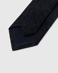STICKYZOO MIDNIGHT BLUEPRINT TIE — 45° bias-cut Italian method, structured interlining, rated 4.9★