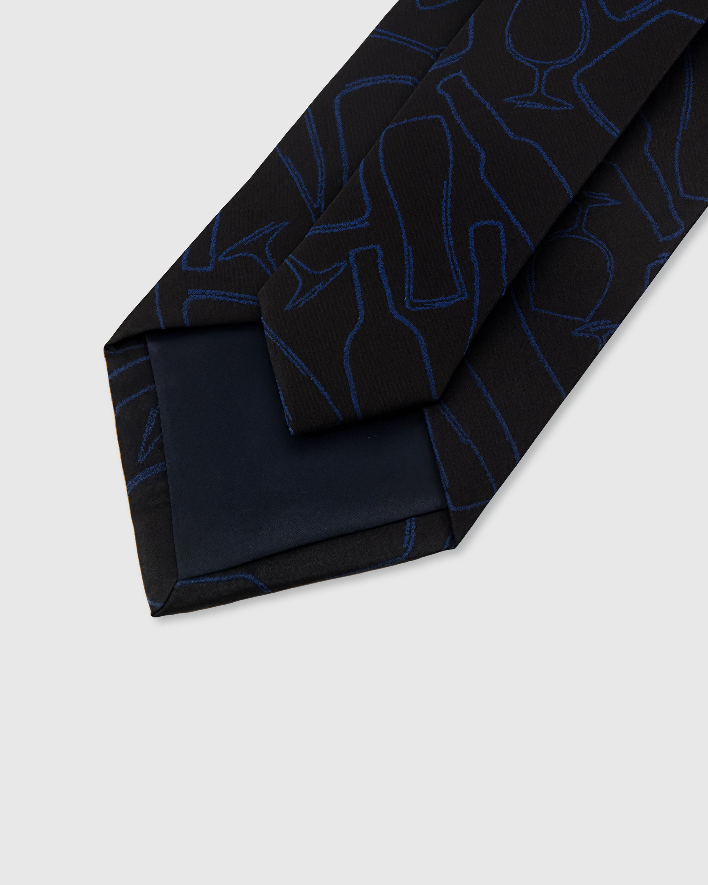 STICKYZOO MIDNIGHT BLUEPRINT TIE — 45° bias-cut Italian method, structured interlining, rated 4.9★