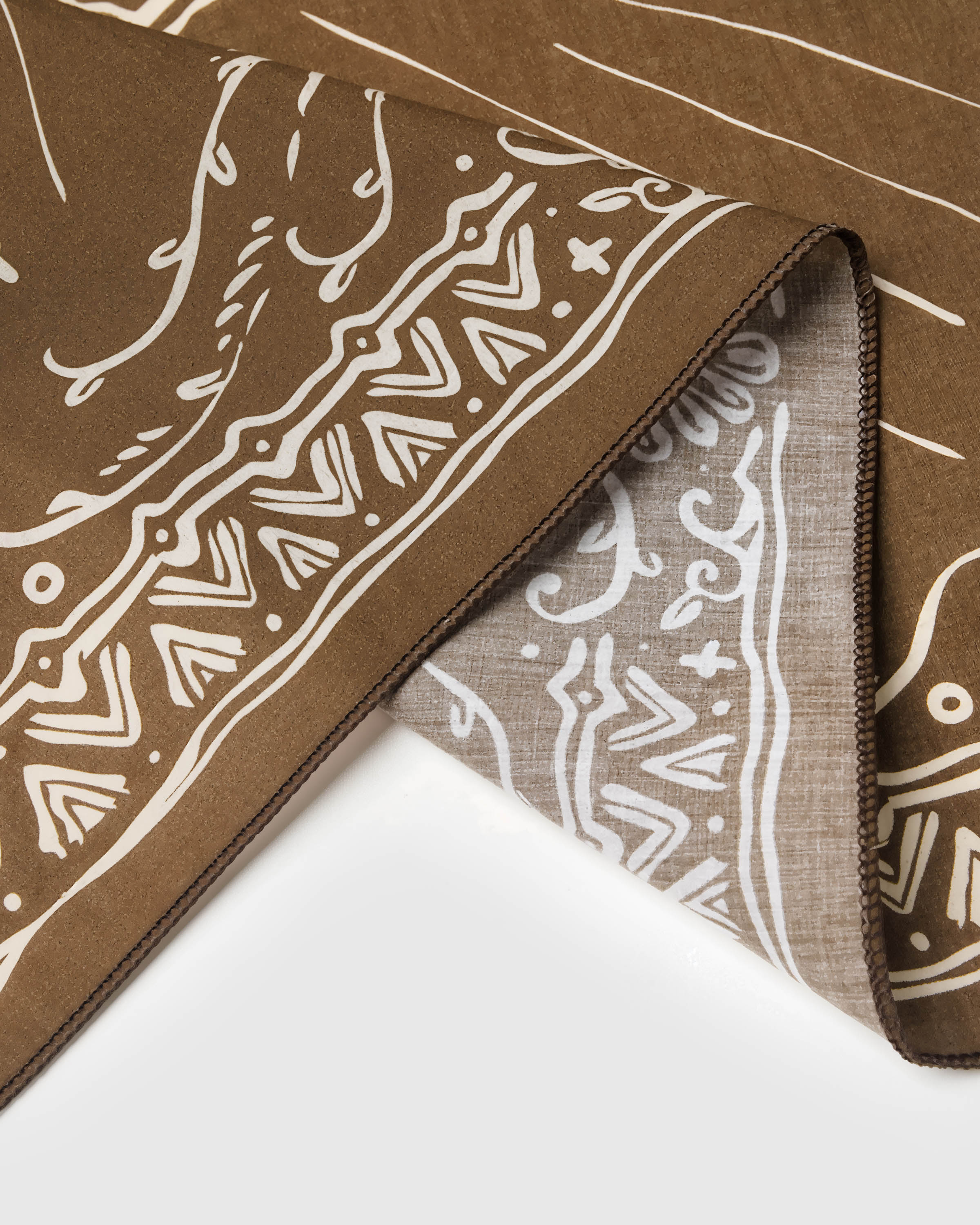 Detail of the printed filigree edge on the STICKYZOO moonlit fox silk scarf with stitched hem