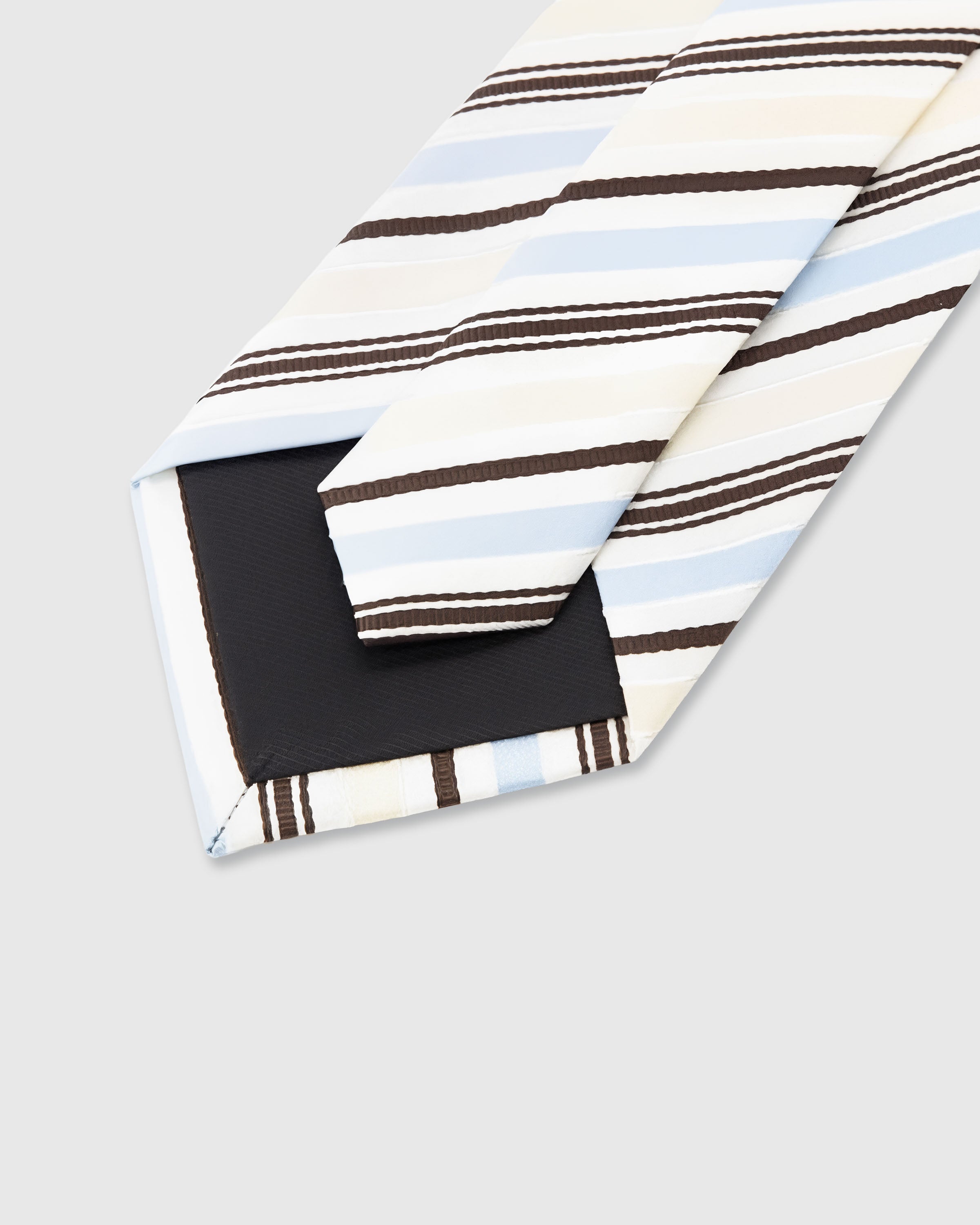 STICKYZOO Ivory Riviera Tie — 45° bias-cut Italian method, structured interlining, hand-finished interior