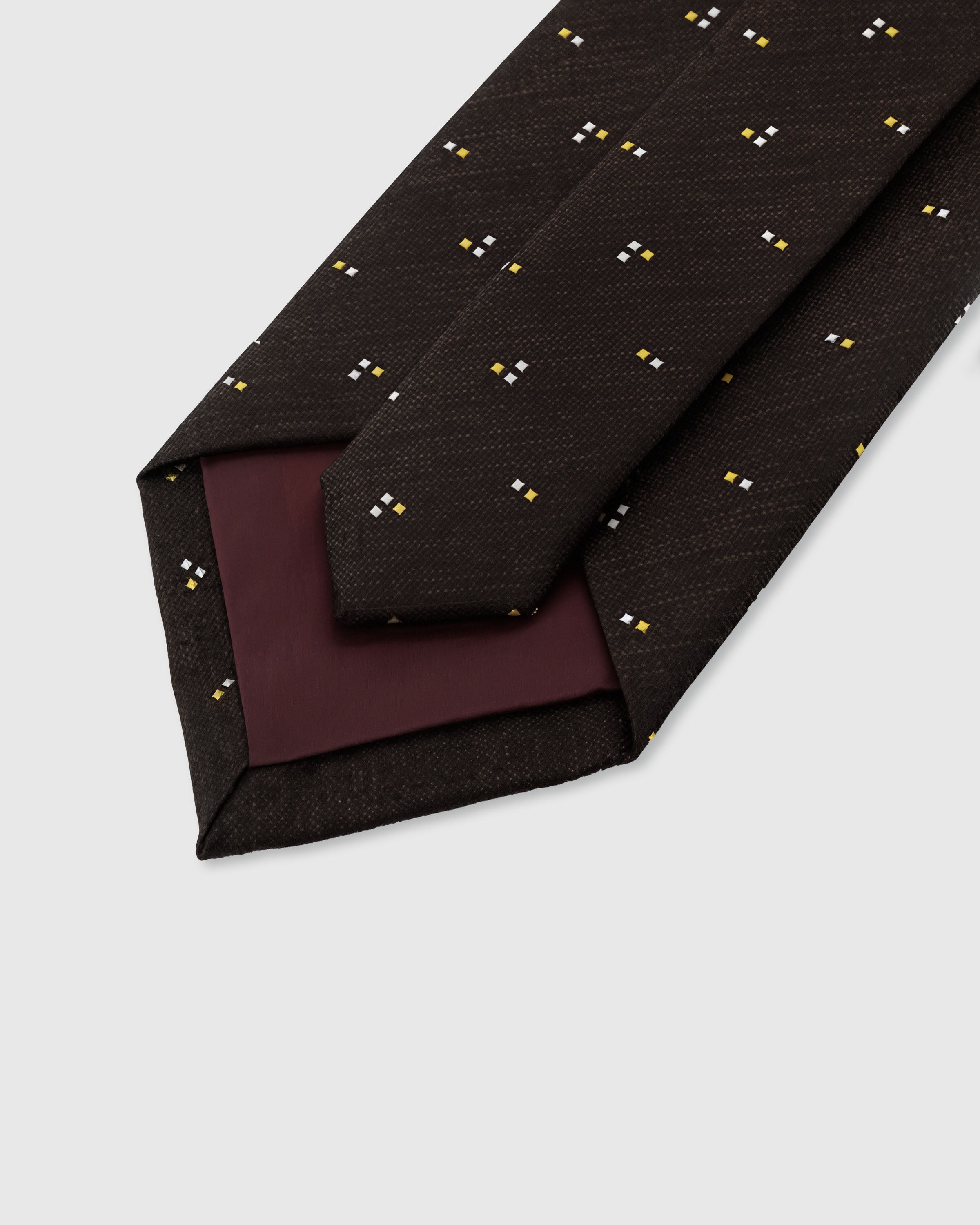 STICKYZOO Espresso Pin Dot Tie — 45° bias-cut Italian method, structured interlining, hand-finished interior