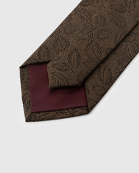 STICKYZOO Umber Leaf Tie back detail showing structured interlining and hand-finished slip stitching, 145 x 8 cm