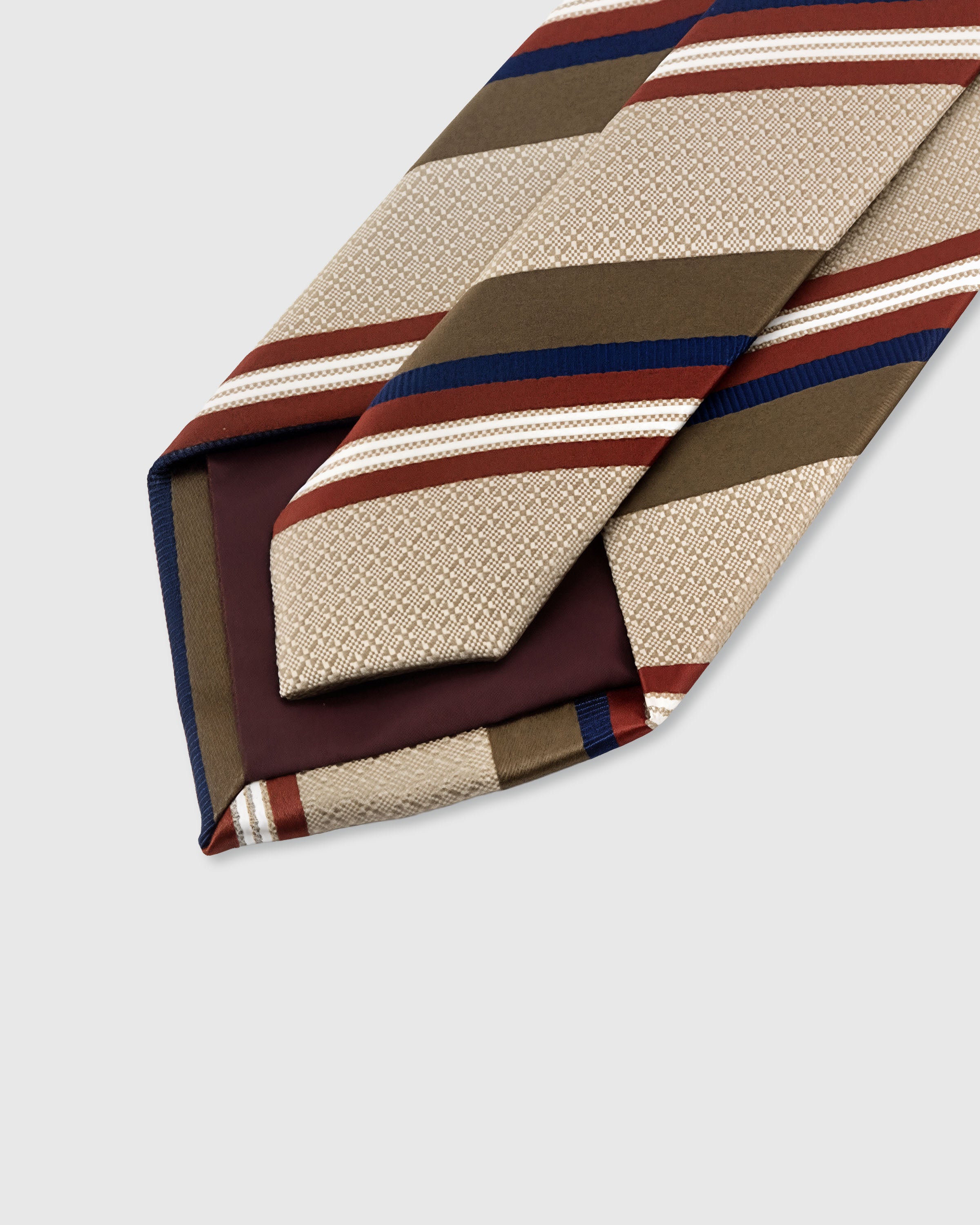 STICKYZOO SAND REGIMENT TIE — 45° bias-cut Italian method, structured interlining, rated 4.9★