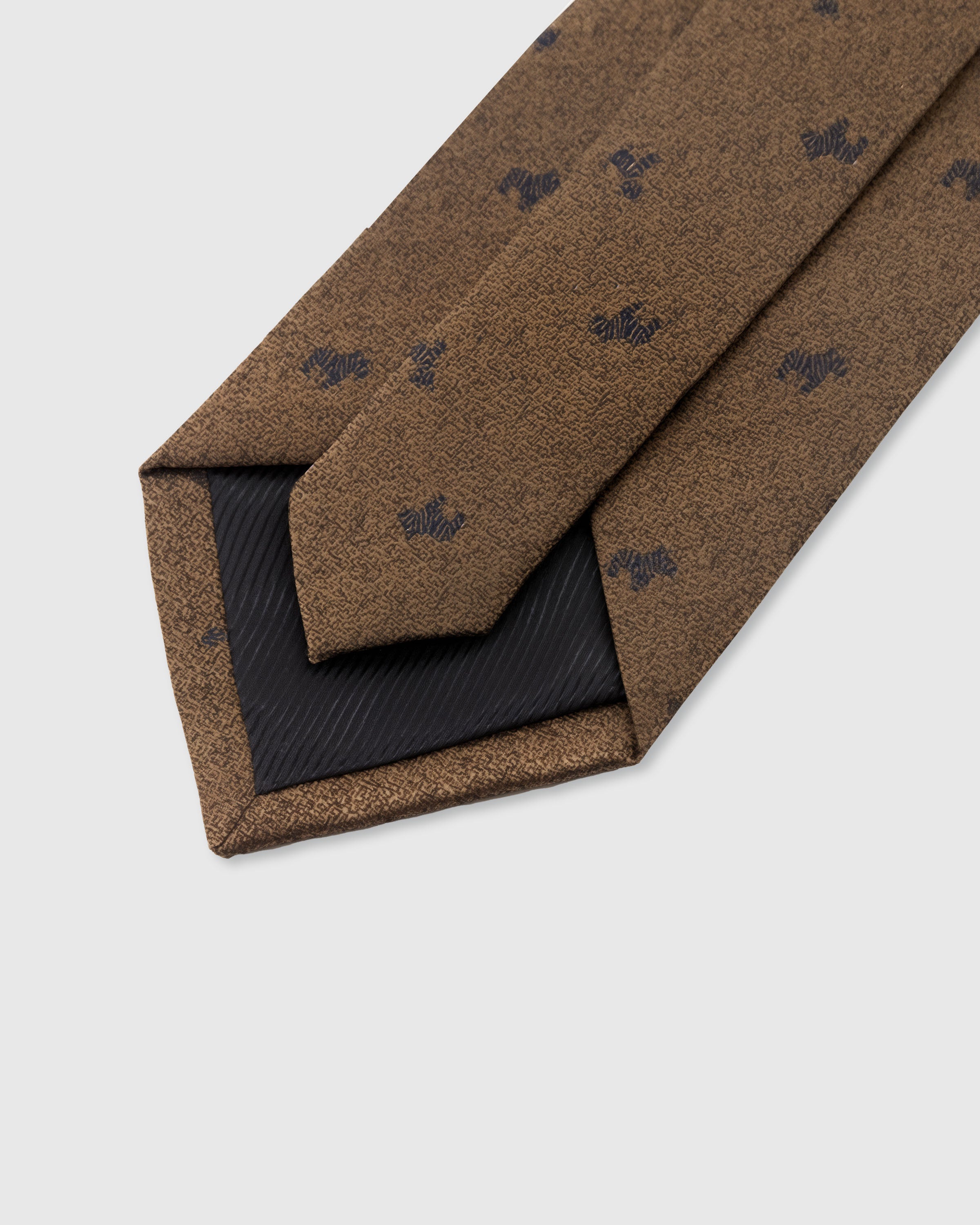 STICKYZOO Cognac Bee Tie — 45° bias-cut Italian method, structured interlining, hand-finished interior