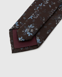 STICKYZOO Espresso Blossom Tie construction with structured interlining and hand-finished slip stitching, 145 x 8 cm