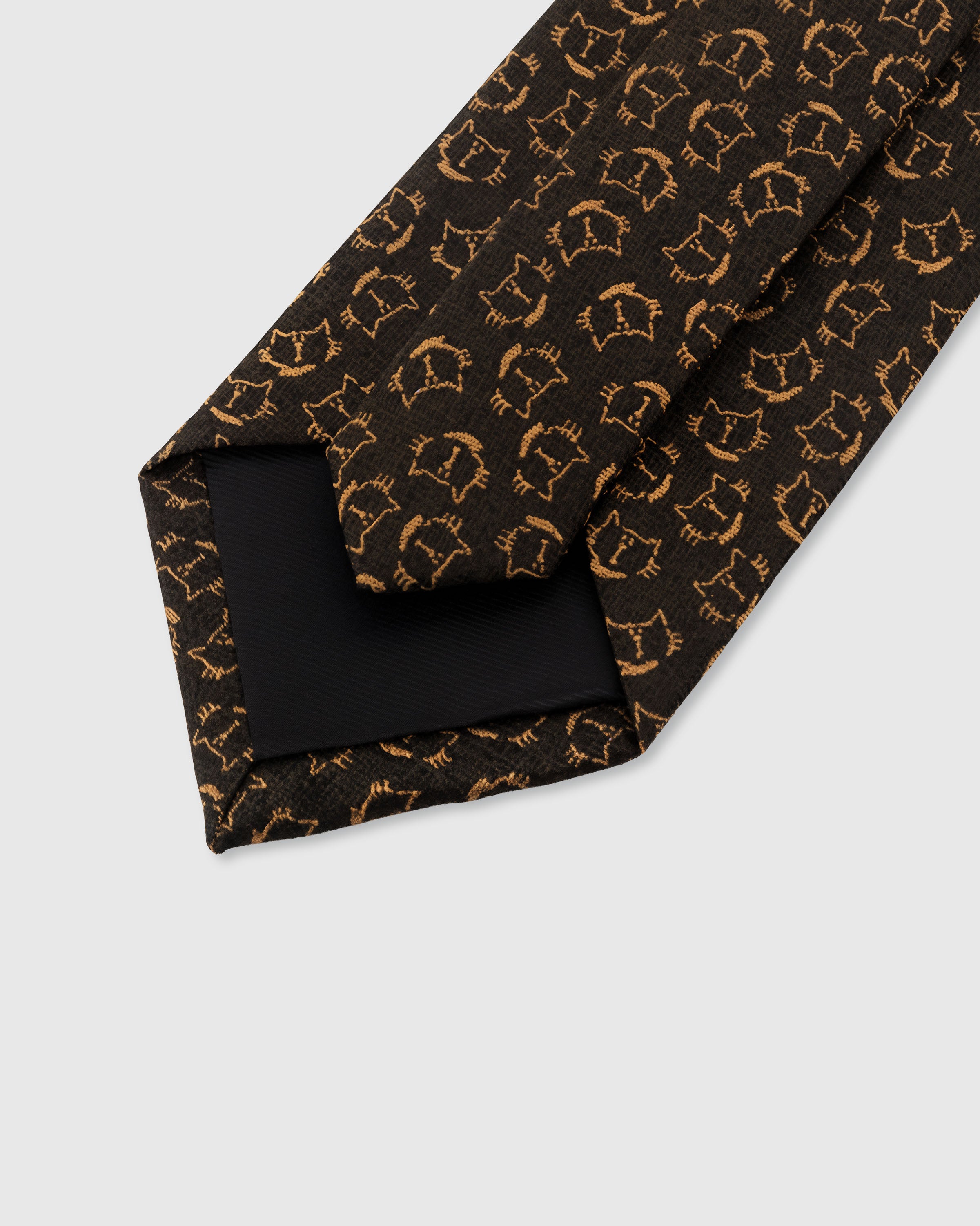 STICKYZOO NOIR CAT TIE — 45° bias-cut Italian method, structured interlining, rated 4.9★