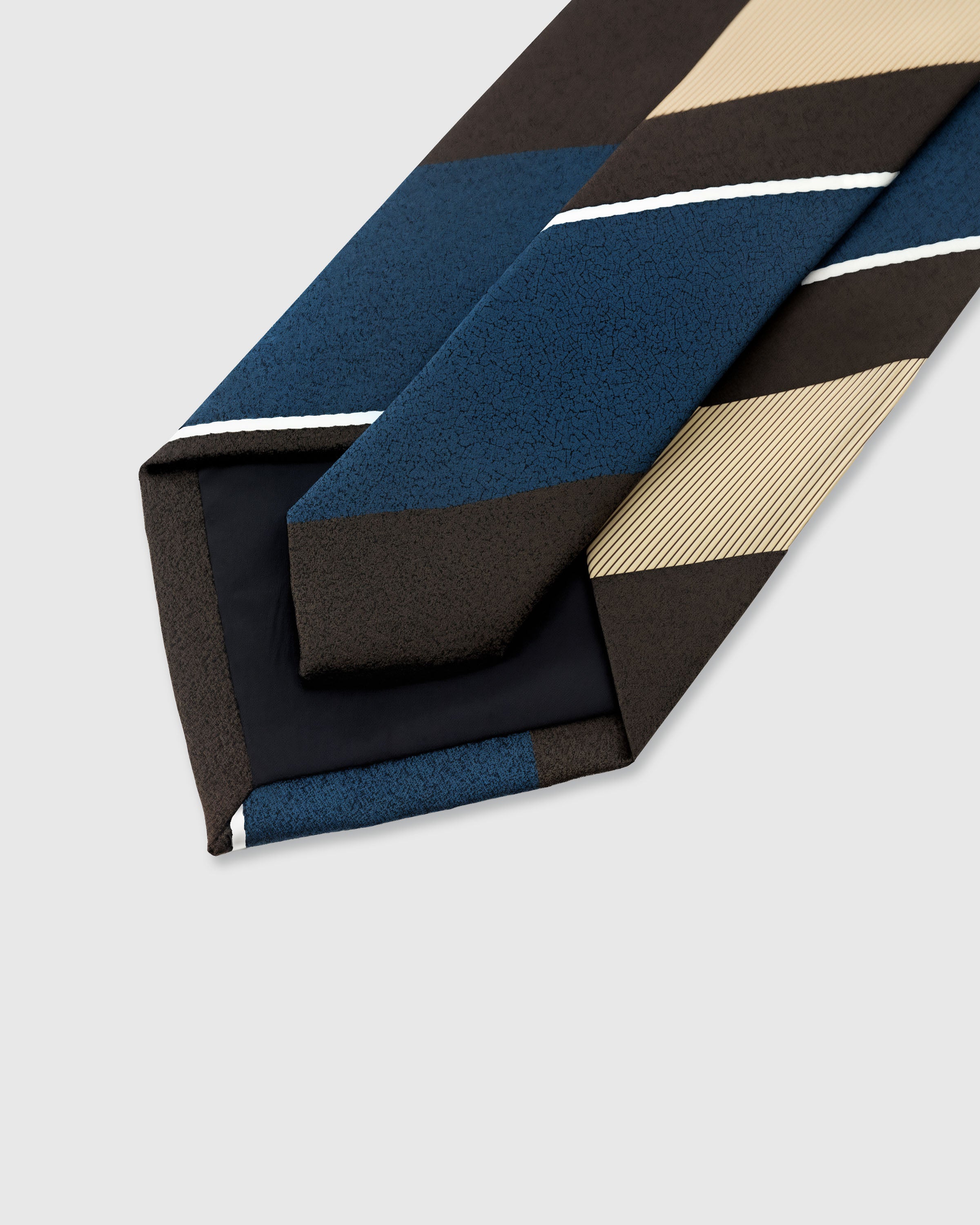 STICKYZOO Espresso Stripe Tie — 45° bias-cut Italian method, structured interlining, hand-finished interior