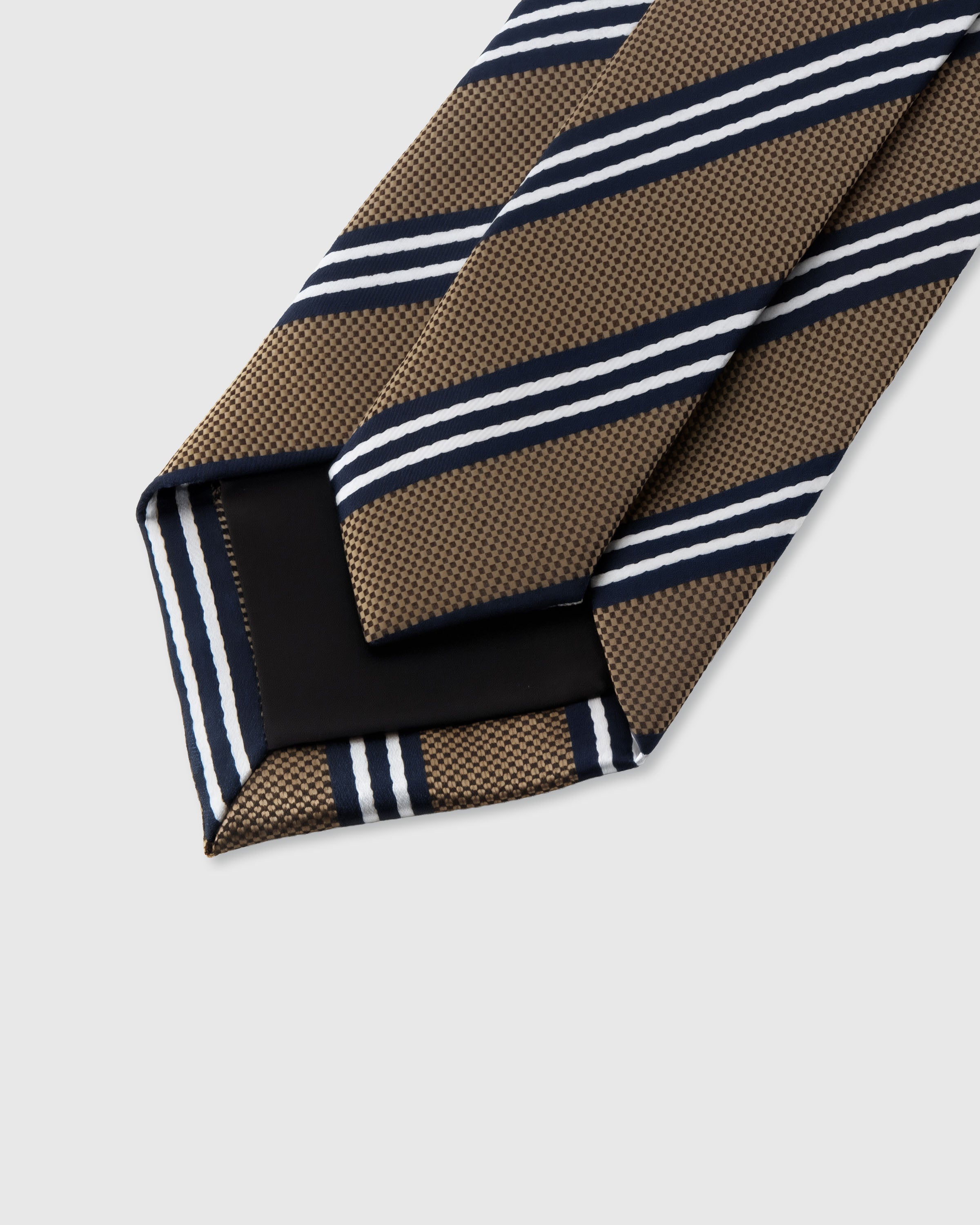 STICKYZOO CAMEL CLUB STRIPE TIE — 45° bias-cut Italian method, structured interlining, rated 4.9★