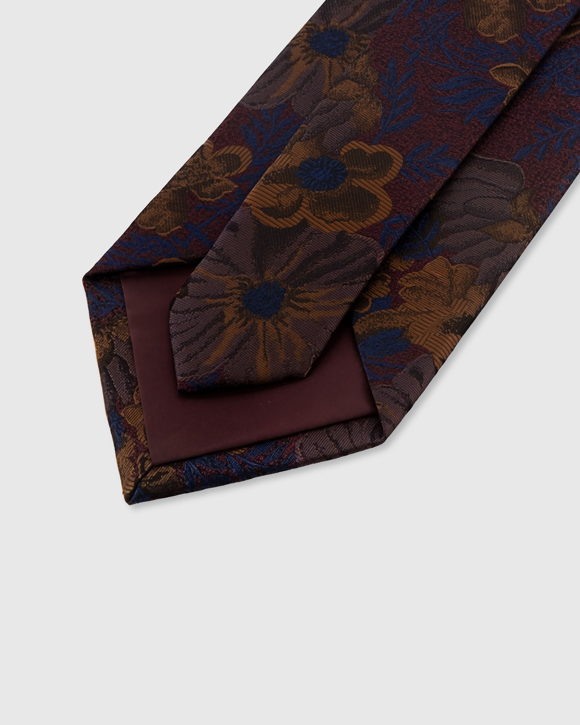 STICKYZOO BORDEAUX BLOSSOM TIE — 45° bias-cut Italian method, structured interlining, rated 4.9★