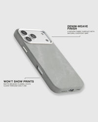 CUSTODIA PER TELEFONO IN DENIM — GRIGIO