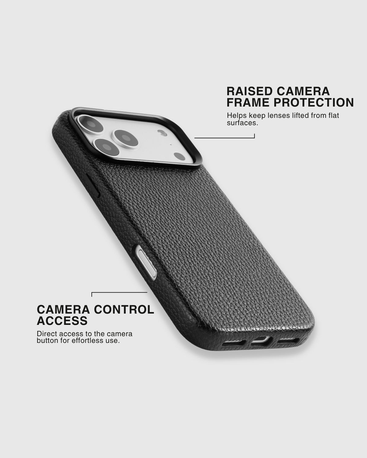 TEXTURED LEATHER CASE — BLACK