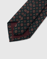 {Hand-finished interior} STICKYZOO HUNTER PAISLEY CIRCLE TIE back detail showing structured interlining and hand-finished slip stitching, 145 x 8 cm