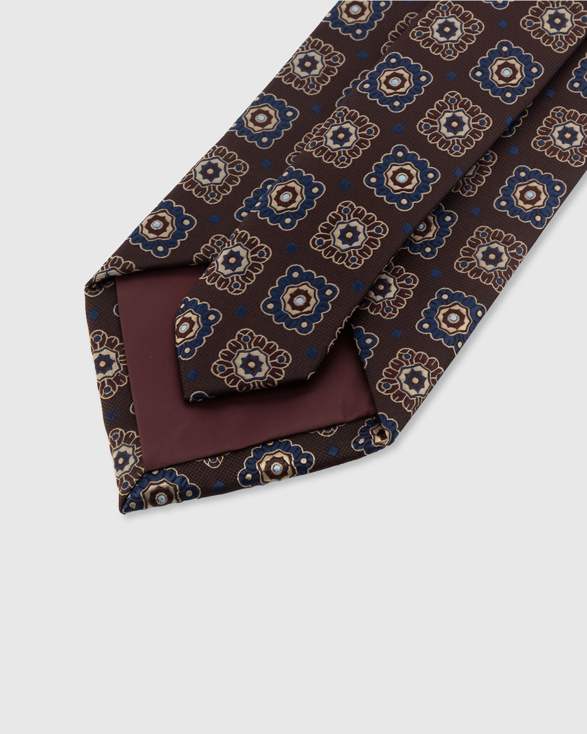 STICKYZOO COCOA ARABESQUE TIE — 45° bias-cut Italian method, structured interlining, rated 4.9★