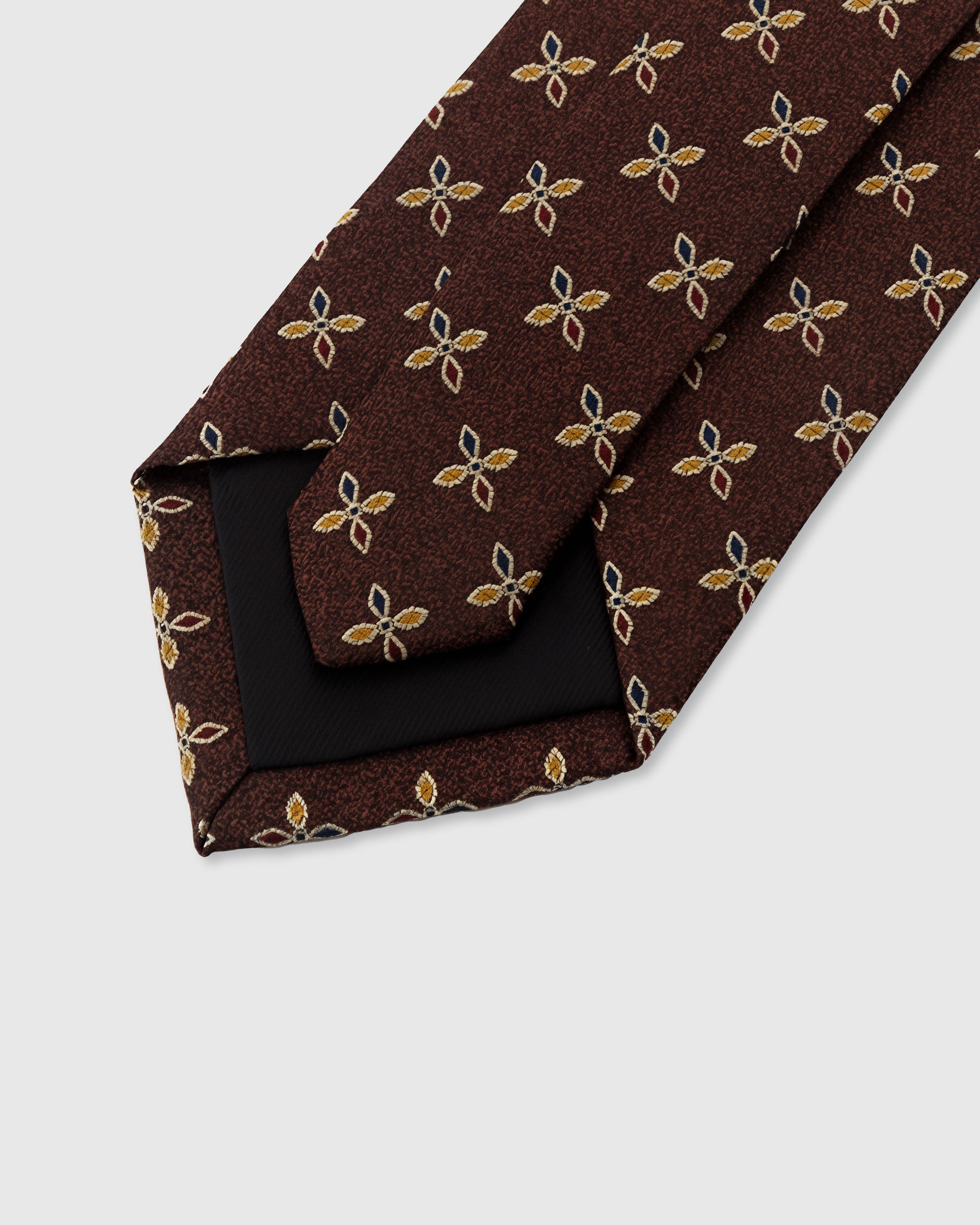 STICKYZOO MAHOGANY PETAL TIE — 45° bias-cut Italian method, structured interlining, rated 4.9★