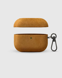 STICKYZOO warm camel Alcantara case open showing TPU base and microfiber suede interior