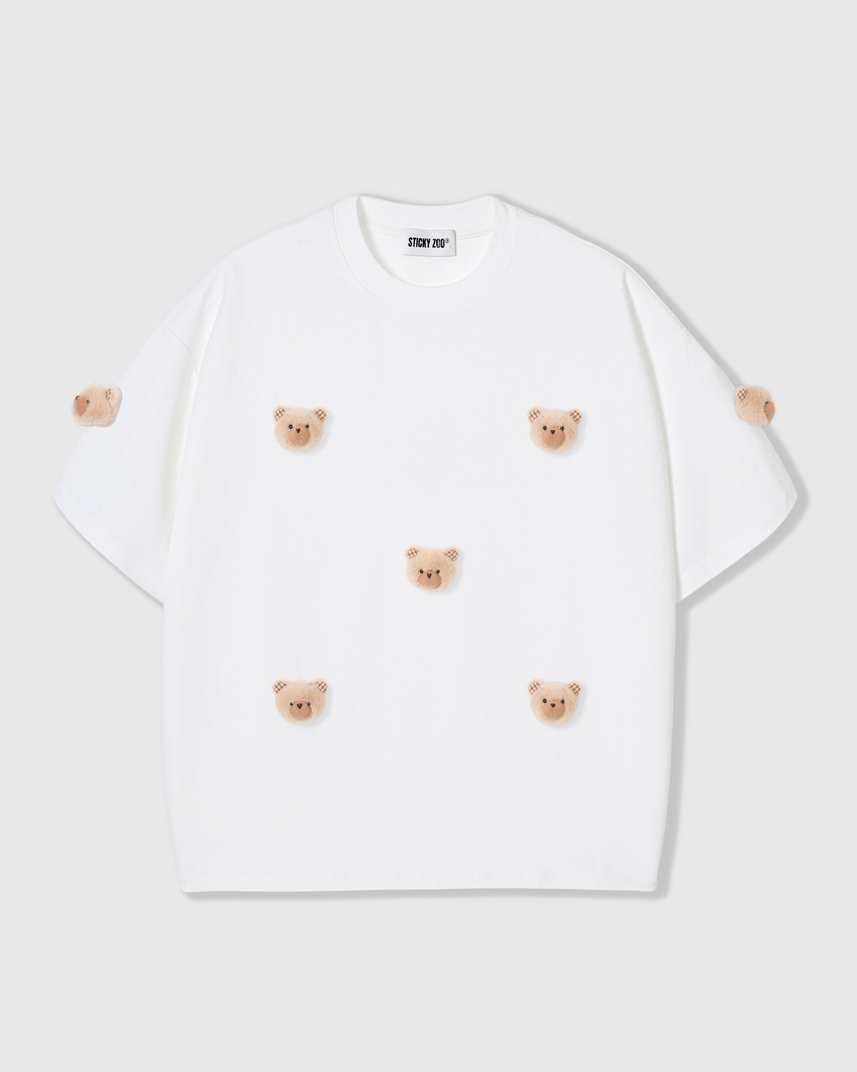 BEAR CHECKERED EAR KHAKI T-SHIRT