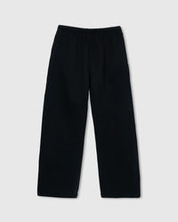 Back view of STICKYZOO black Teddy Bear Sweatpant showing straight-leg silhouette and elastic waistband