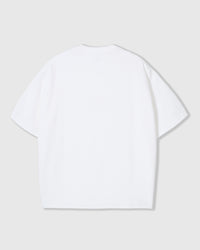 Back view of white Spotty Dash Dachshund T-Shirt showing dropped shoulders