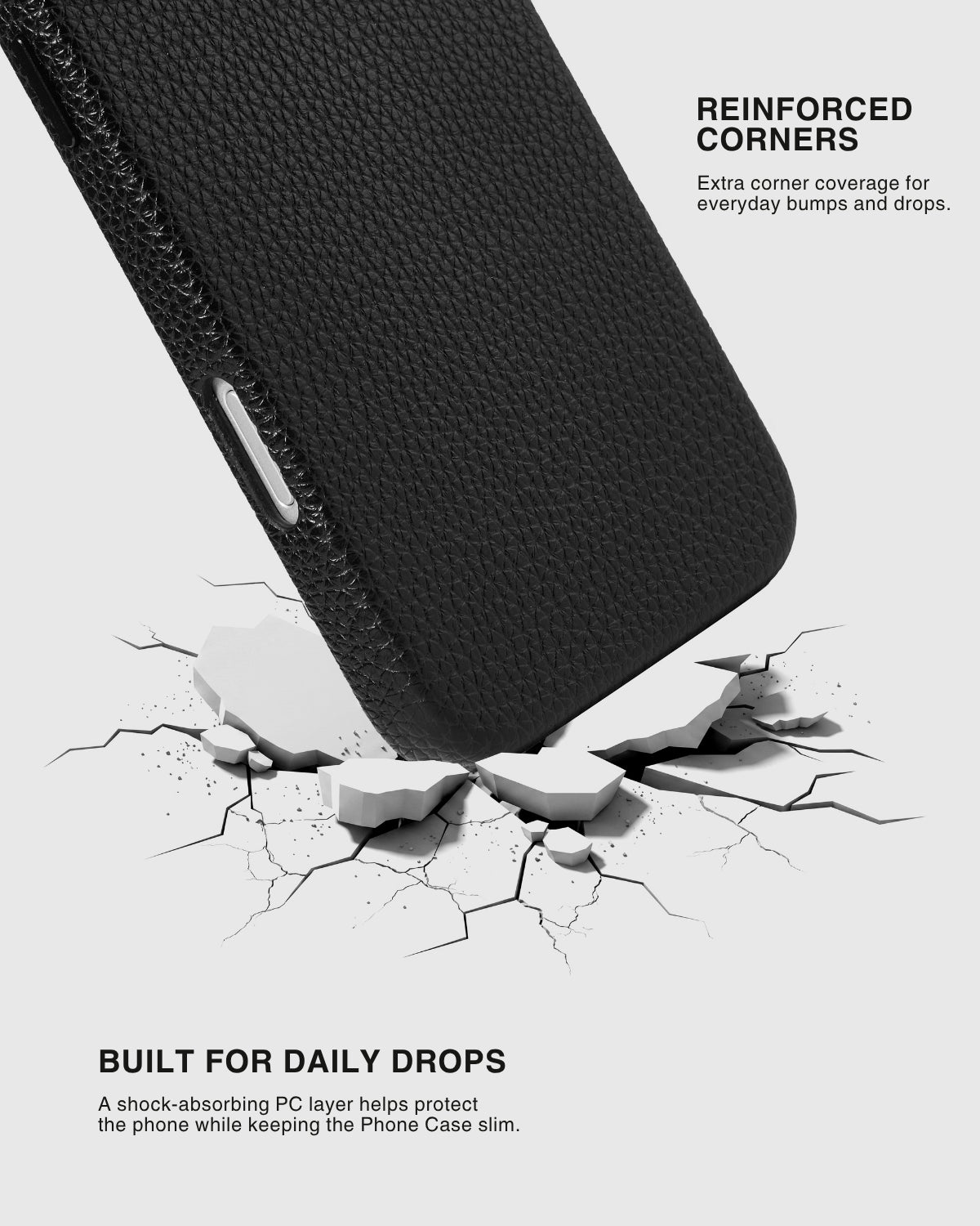 TEXTURED LEATHER CASE — BLACK