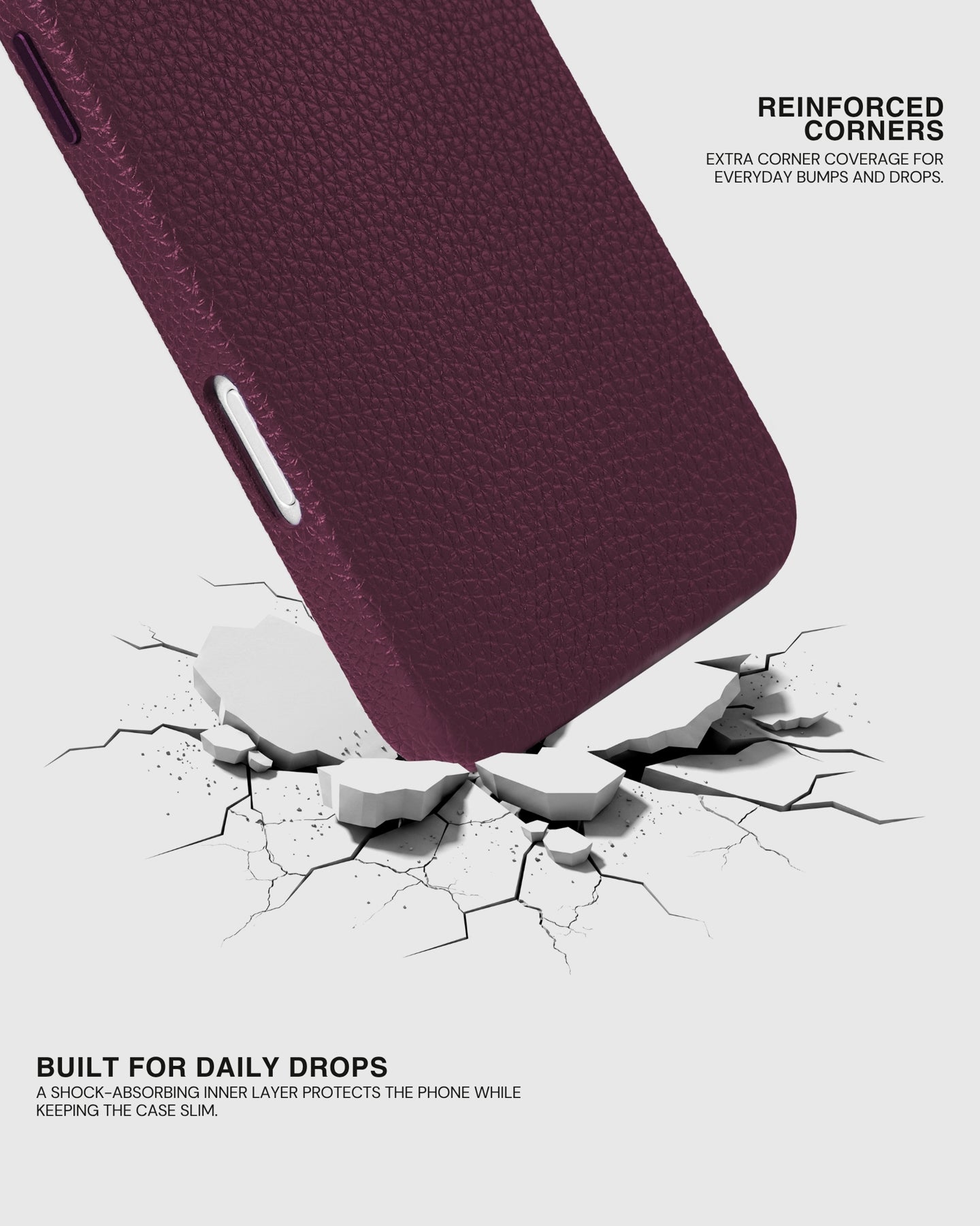 TEXTURED LEATHER CASE — BURGUNDY