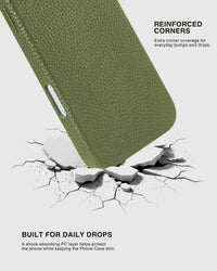 TEXTURED LEATHER CASE — OLIVE