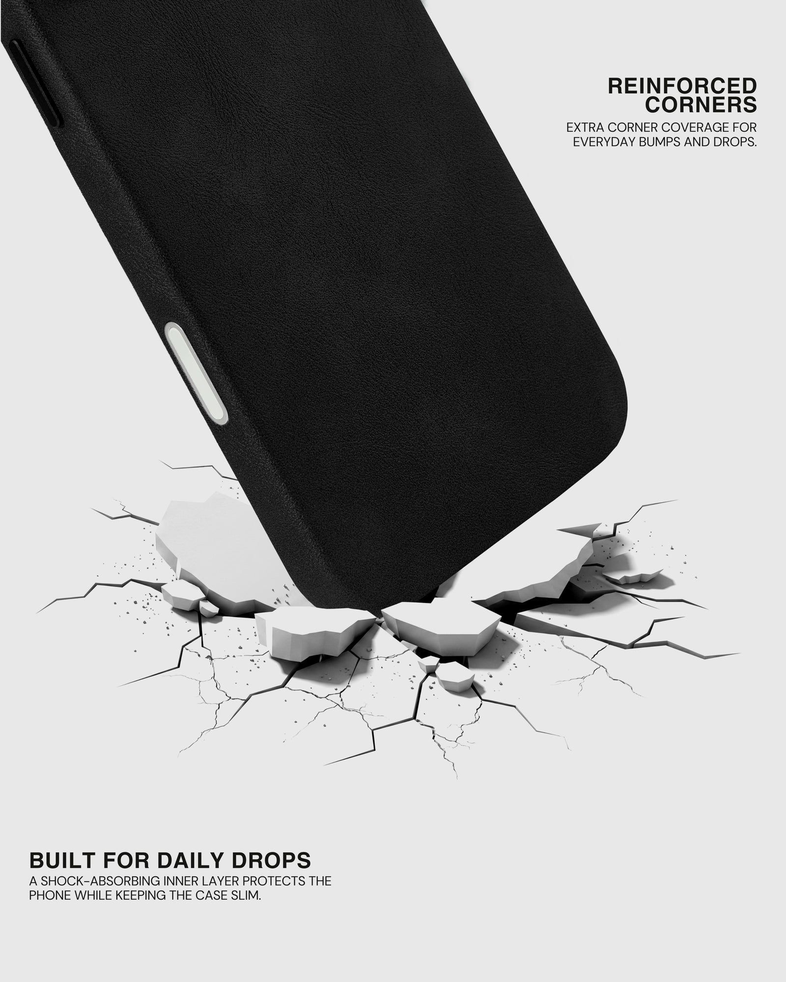 VINTAGE LEATHER PHONE CASE — BLACK