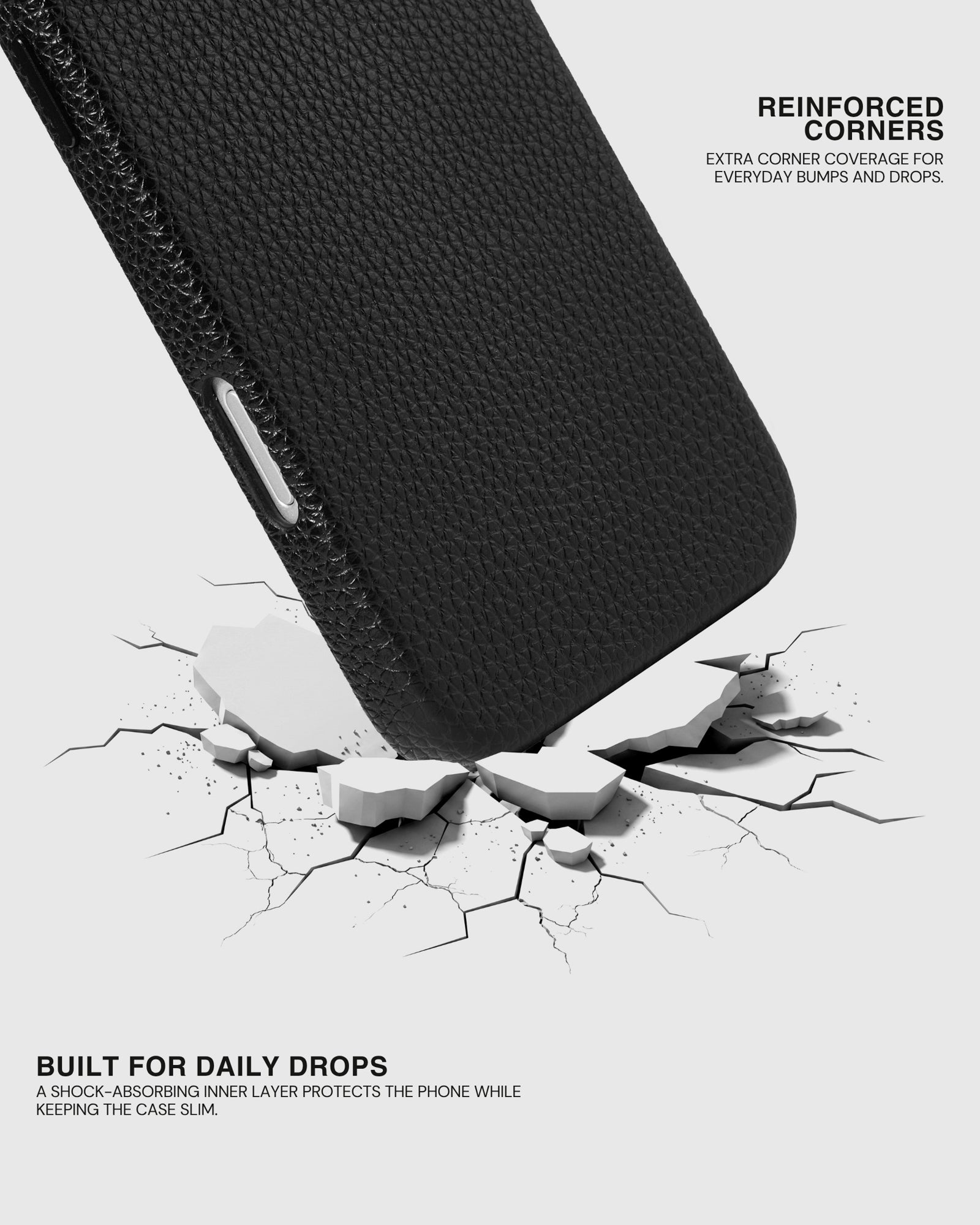 TEXTURED LEATHER CASE — BLACK