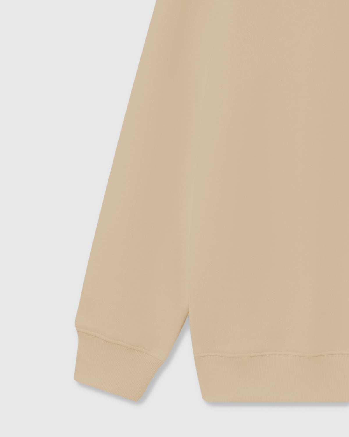 STICKYZOO Cherry Sweatshirt in cream sleeve and hem detail showing ribbed cuffs and premium cotton construction