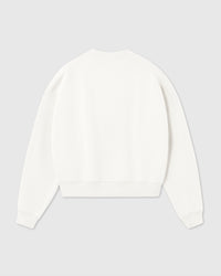 Back view of STICKYZOO Saint Teddy Bear Sweatshirt in white showing clean construction