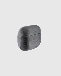 Back view of charcoal Alcantara case showing USB-C port and speaker cutouts