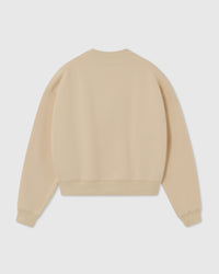 Back view of STICKYZOO Saint Teddy Bear Sweatshirt in cream showing clean construction