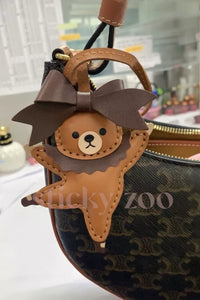 BALLET BEAR CHARM — French Alran leather from Tarn, France, founded 1903, Entreprise du Patrimoine Vivant.
