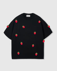 strawberry seed shirt Handmade Plush Strawberry Tee · 230gsm Cotton, Black Black / XXL