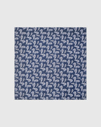 Navy boteh silk scarf with hand-illustrated paisley in cornflower and cream by STICKYZOO