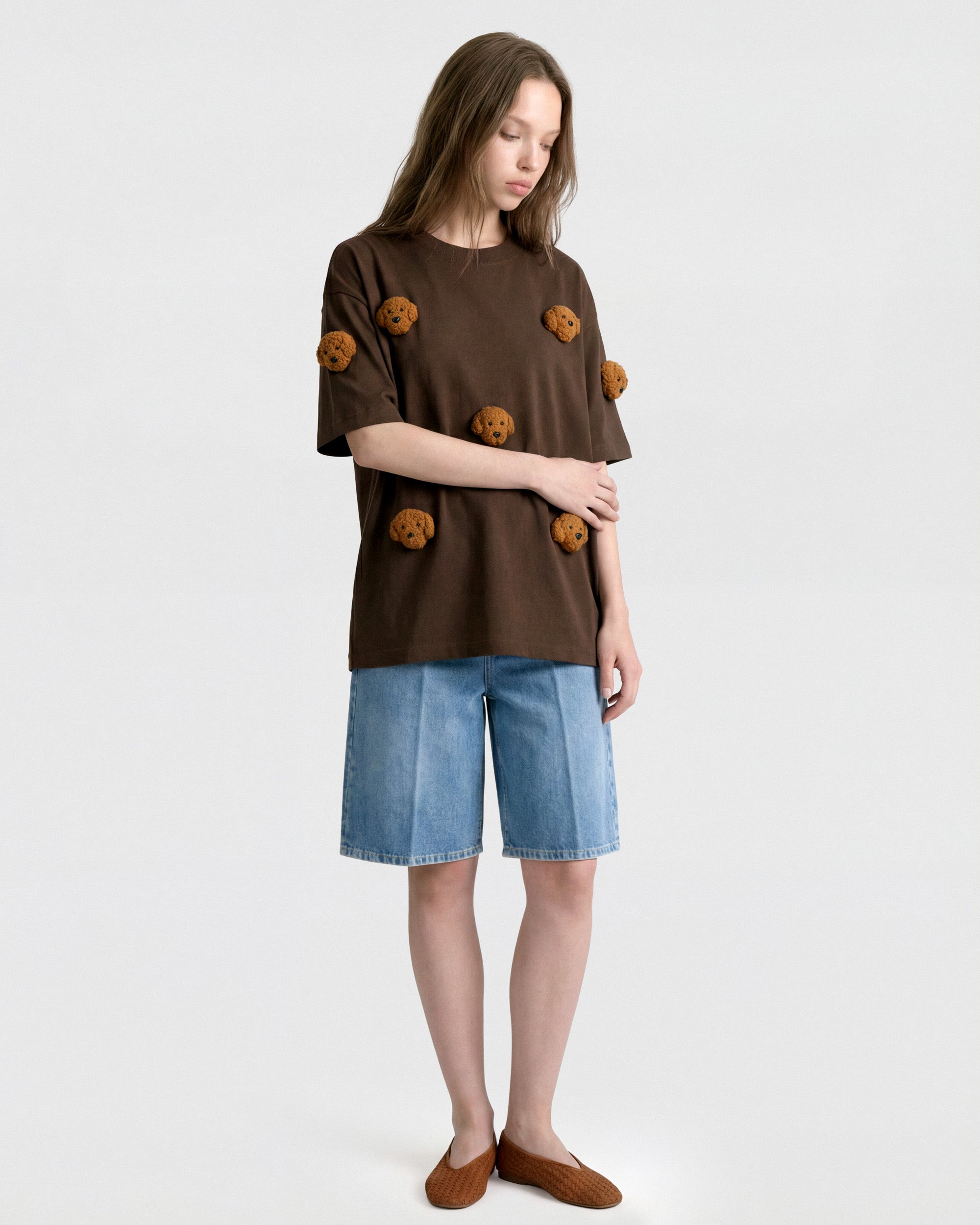 Brown Poodle Plush T-Shirt · Handmade 230gsm Oversized – STICKYZOO®