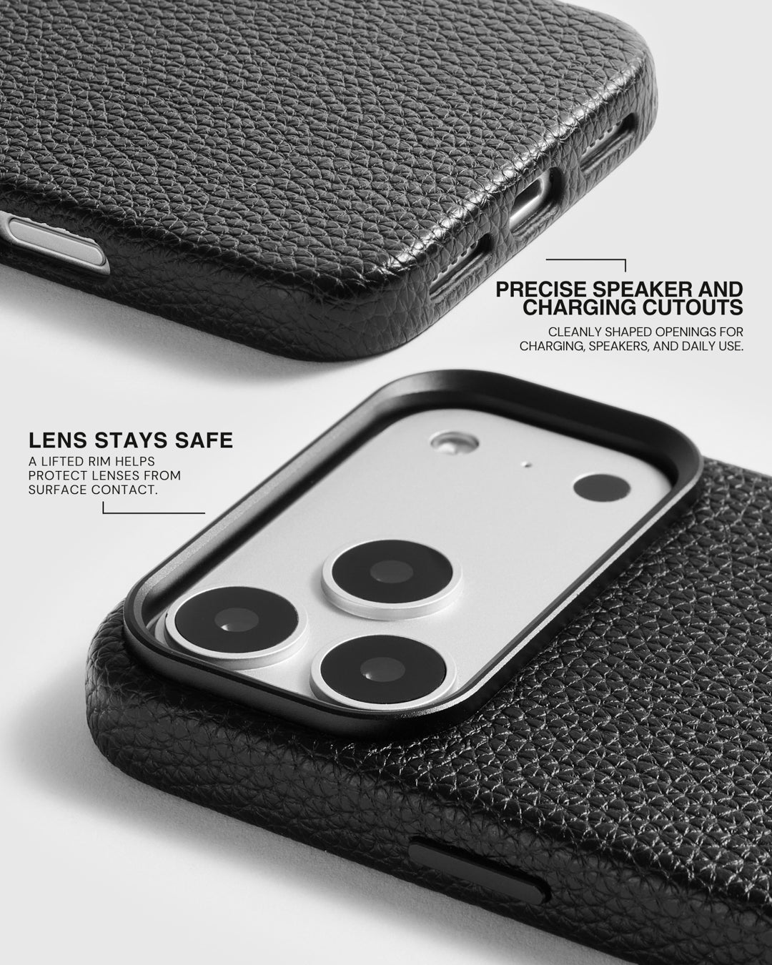 TEXTURED LEATHER CASE — BLACK