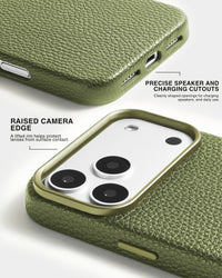 TEXTURED LEATHER CASE — OLIVE