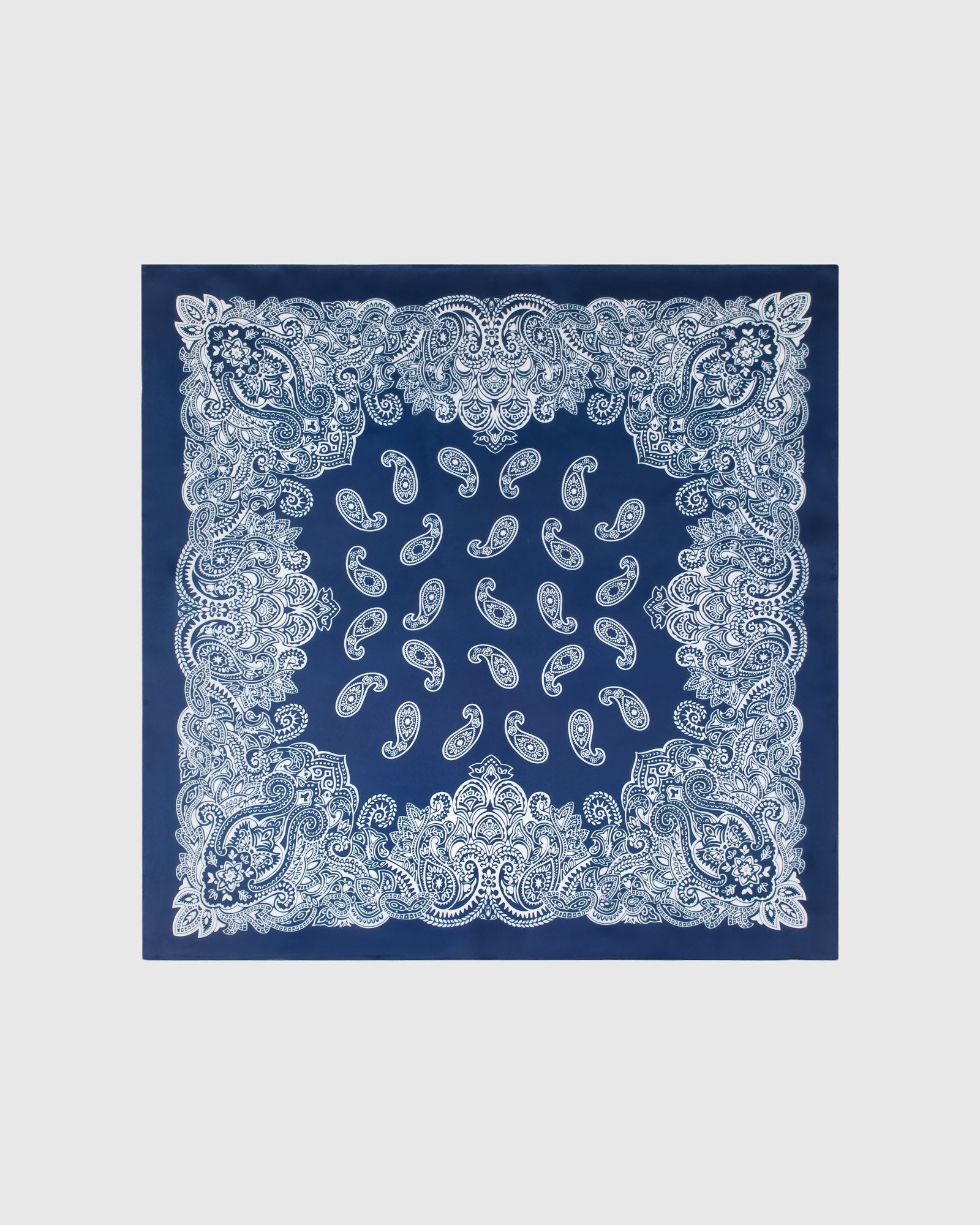 Porcelain paisley silk scarf with ivory paisley wreaths on a navy field by STICKYZOO