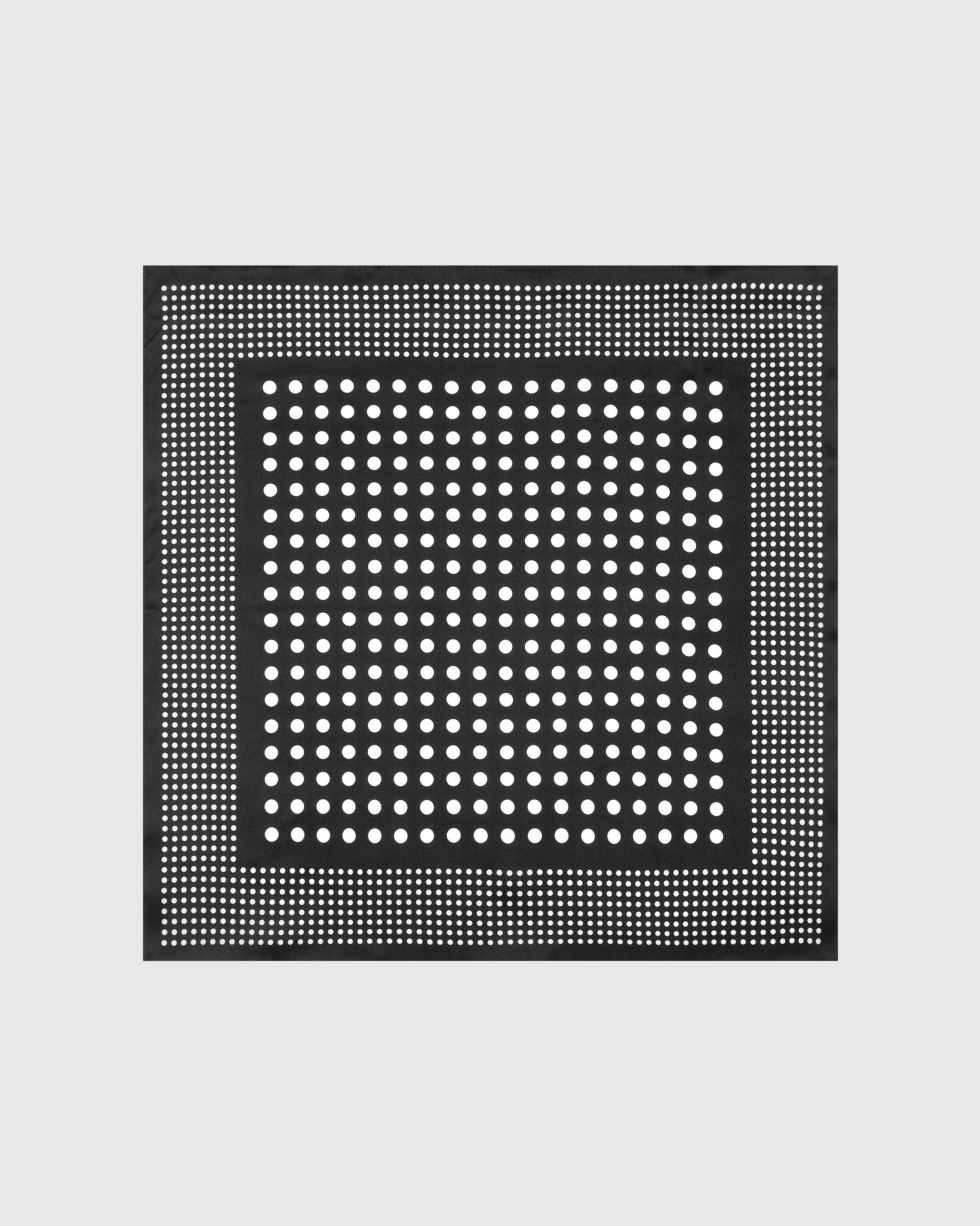 Midnight dot silk scarf with a two-scale white polka dot print on a jet black field by STICKYZOO
