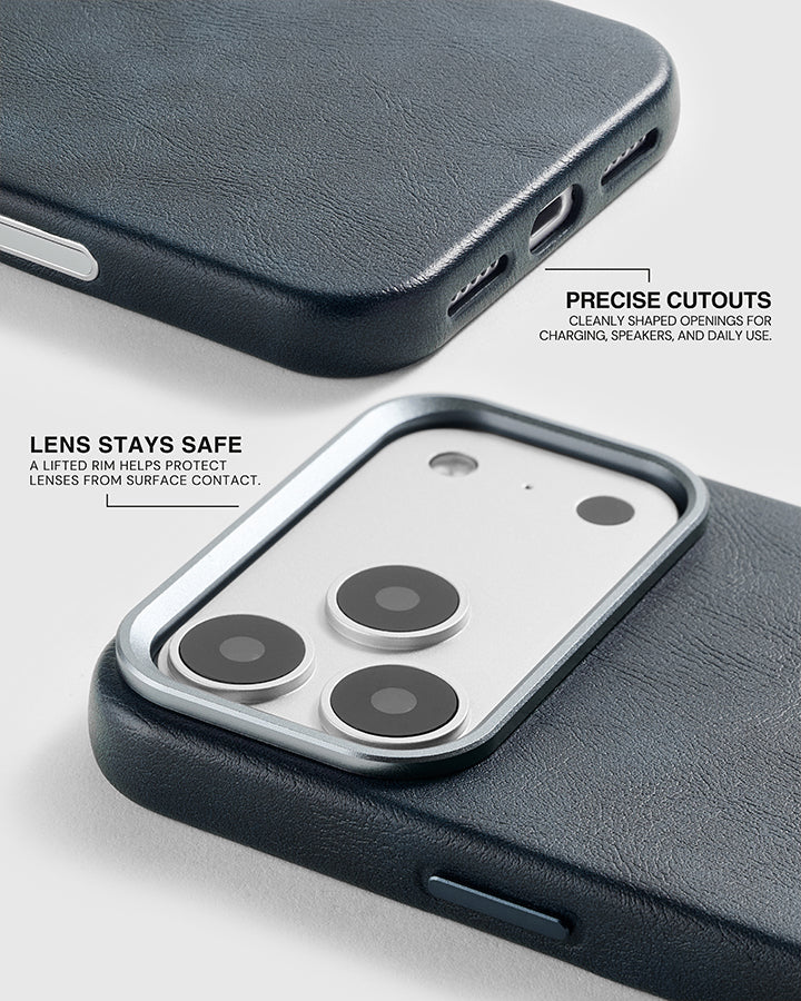 VINTAGE LEATHER PHONE CASE — BLUE