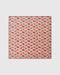 Galloping horses silk scarf with hand-illustrated equestrian print and burgundy border by STICKYZOO