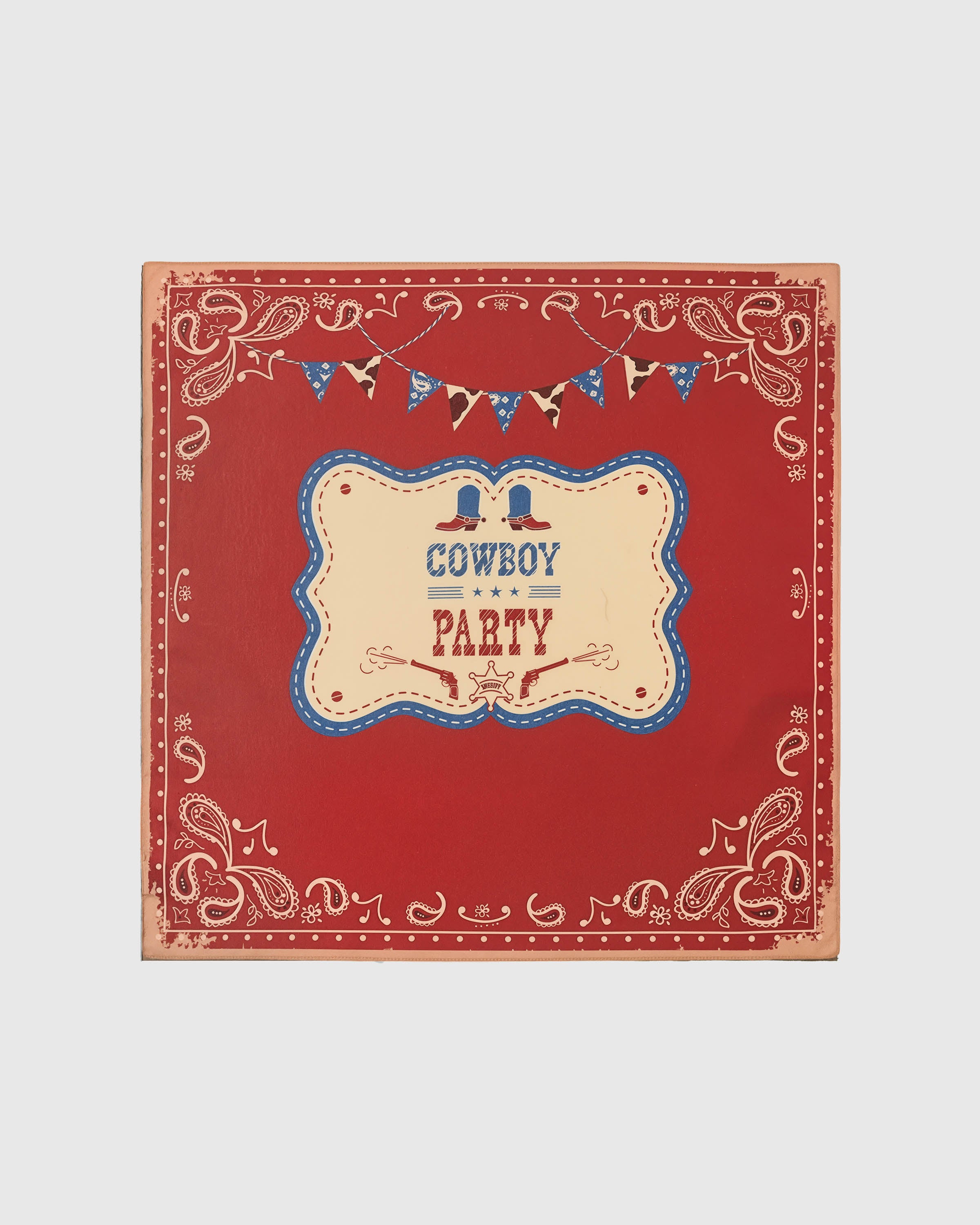 Rodeo paisley silk scarf with cinnabar red ground and hand-illustrated paisley print by STICKYZOO